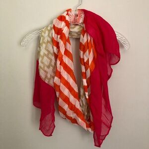 Colorful Sheer Lightweight Summer Scarf Geometric Pattern